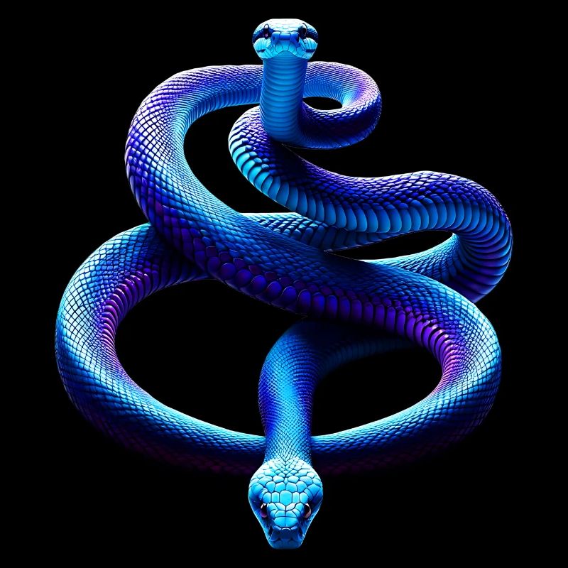 Curious purple-blue snake