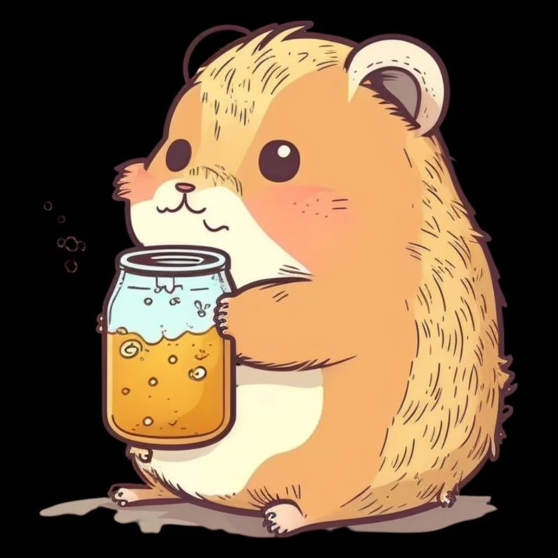 Drôle de hamster en surpoids adore sa bière