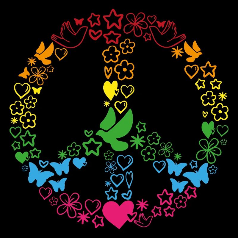 Retro Peace 70er Friedenszeichen buntes Zeichen