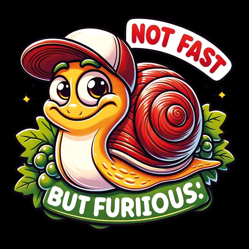 Little cute snail with baseball cap