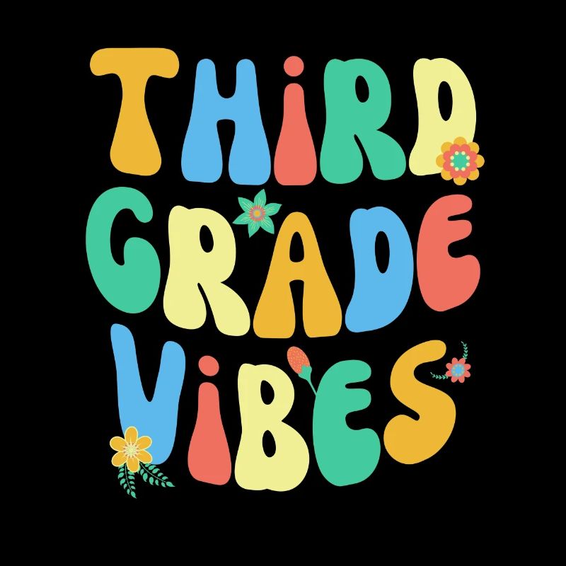 Back To School Third Grade Vibes Colorful Groovy
