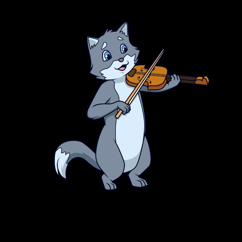 Comic Cat Plays Violin