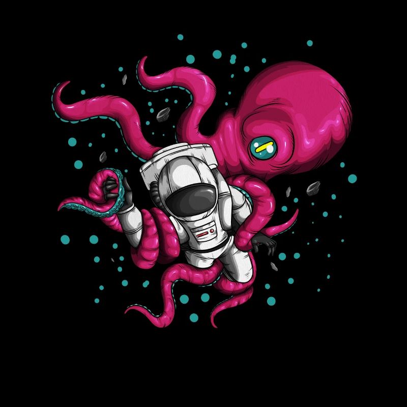 Costume spatial avec extraterrestre et cosmonaute pieuvre
