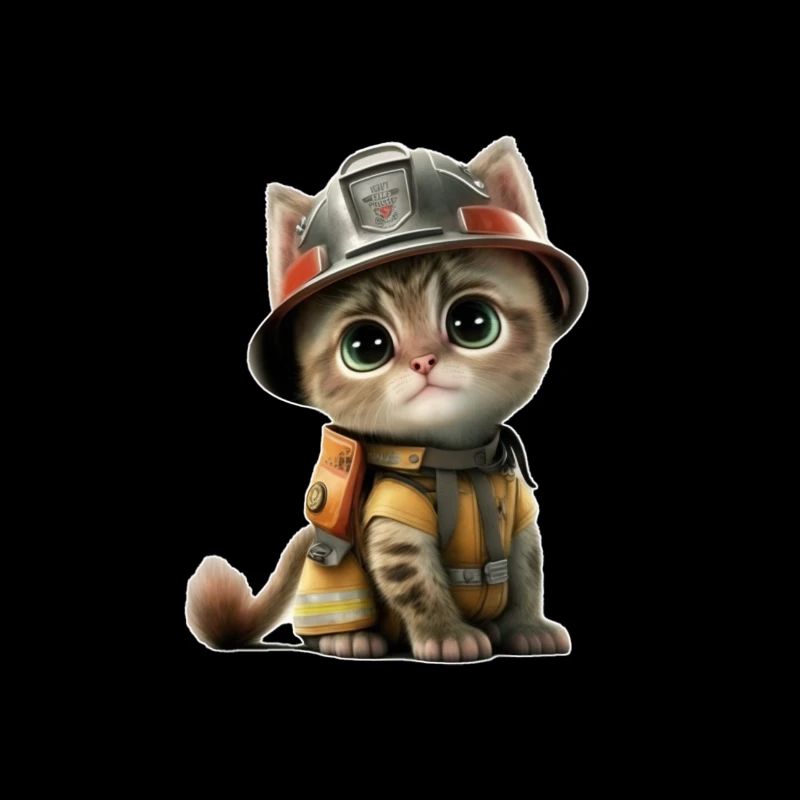 Bébé chat en tant que pompier