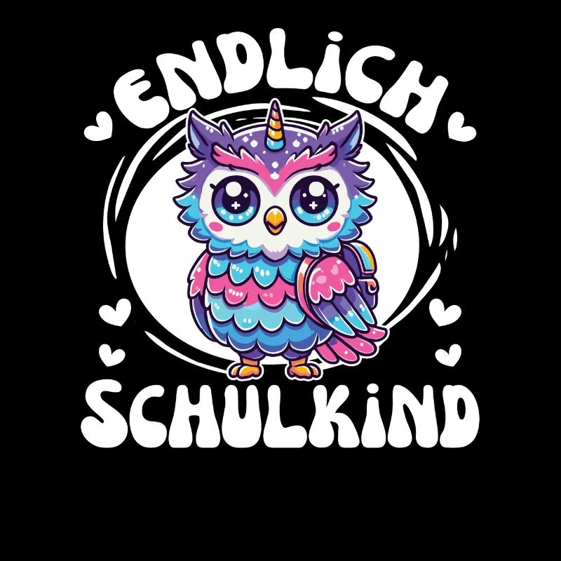 Endlich Schulkind süße Eule zur Einschulung
