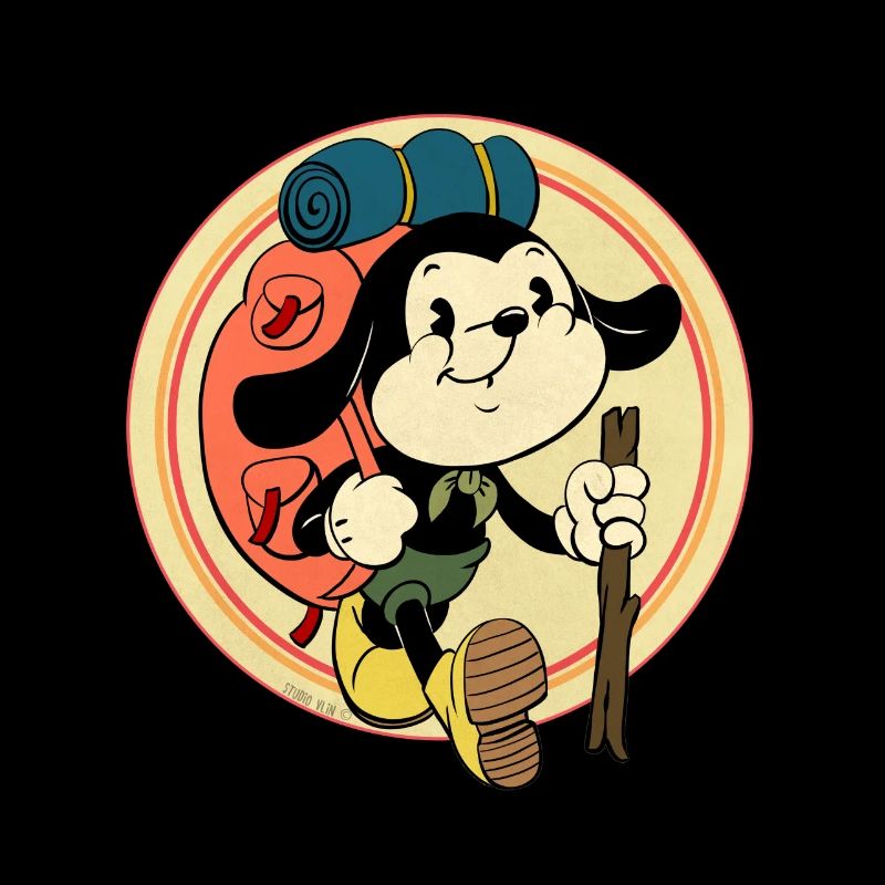 dessin animé vintage backpacker