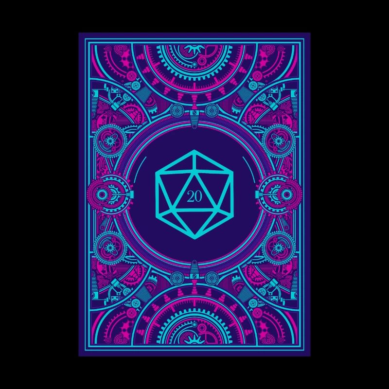 Synthwave Polyhedral D20 Dice Retrowave Steampunk