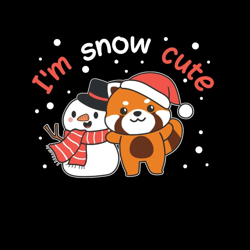 Red Panda I'm snow cute snowman pun