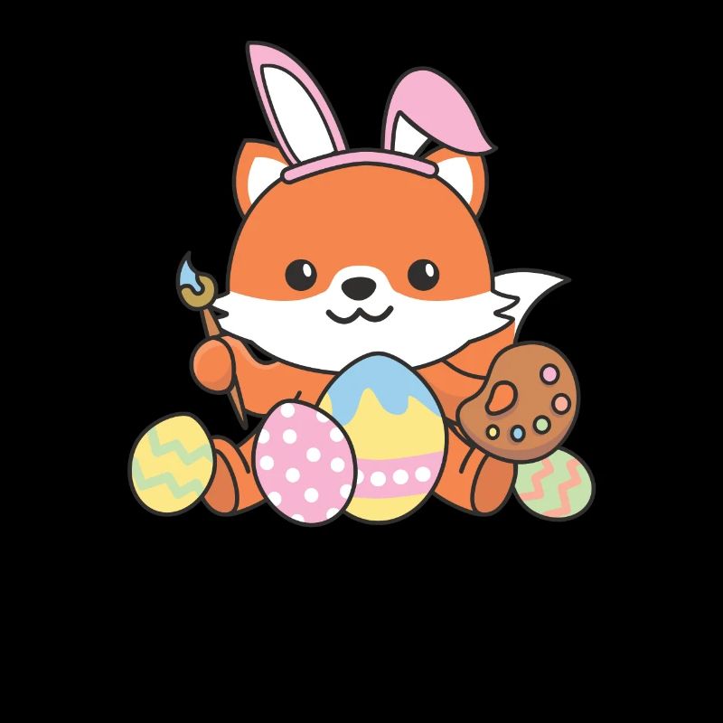 joyeuse Pâques doux renard Pâques avec œufs de Pâques