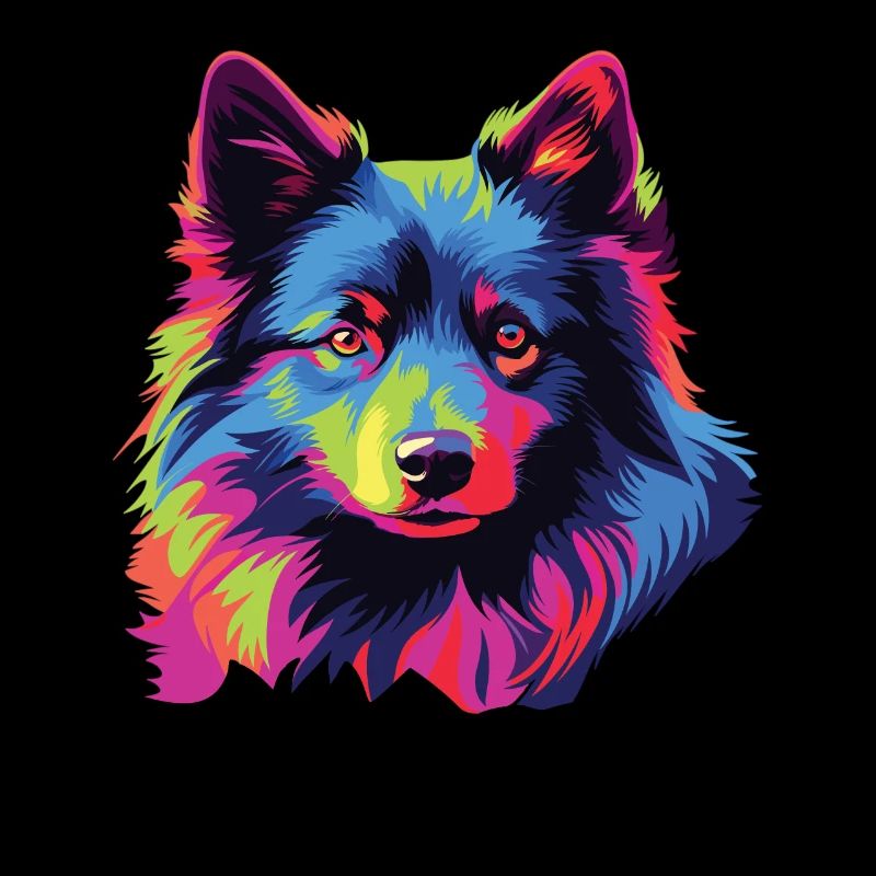 Aquarelle colorée Schipperke