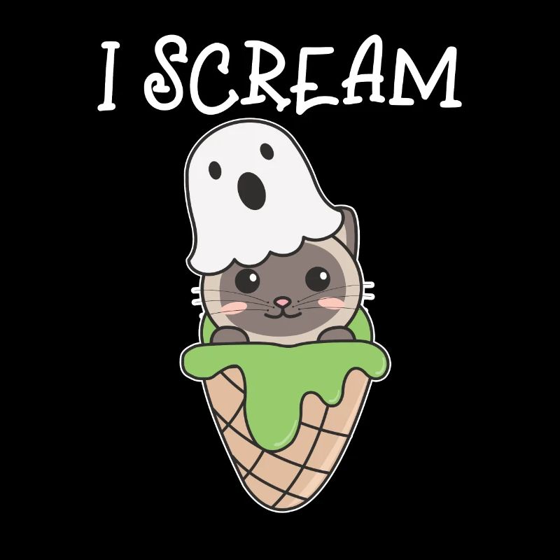 Chat Halloween Ghost I Scream Ice Cream Jeu de mots