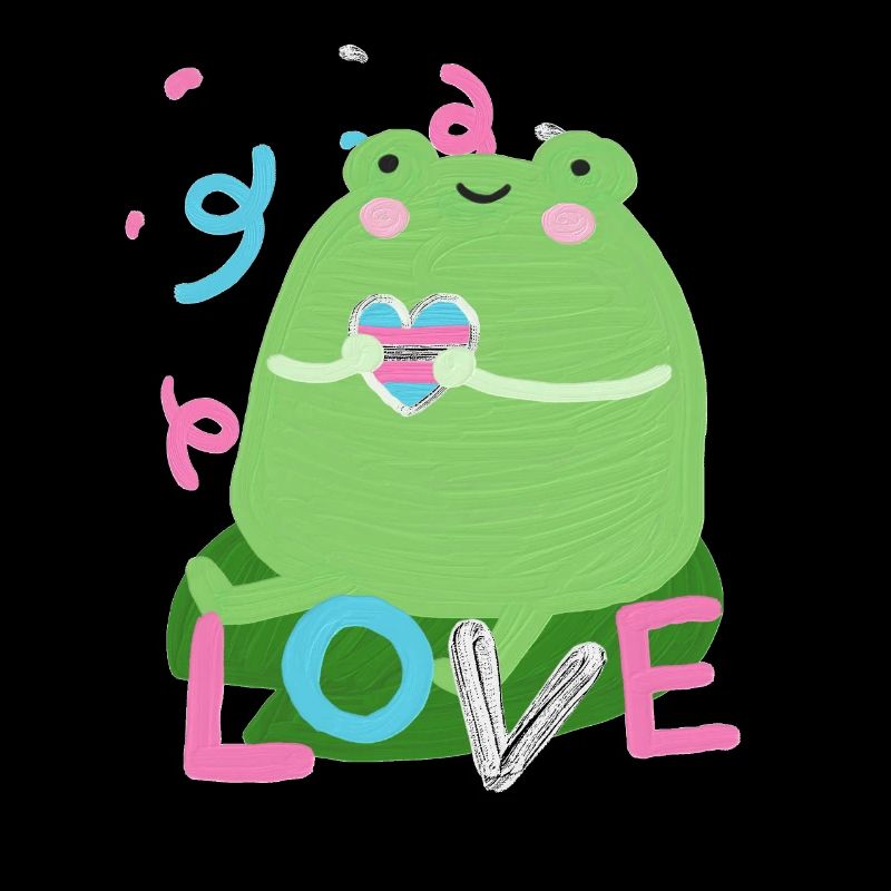 Grenouille douce avec des couleurs de drapeau de fierté trans