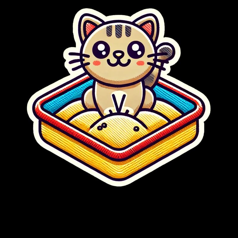 Cute Cat sitting in the sandbox Patch style