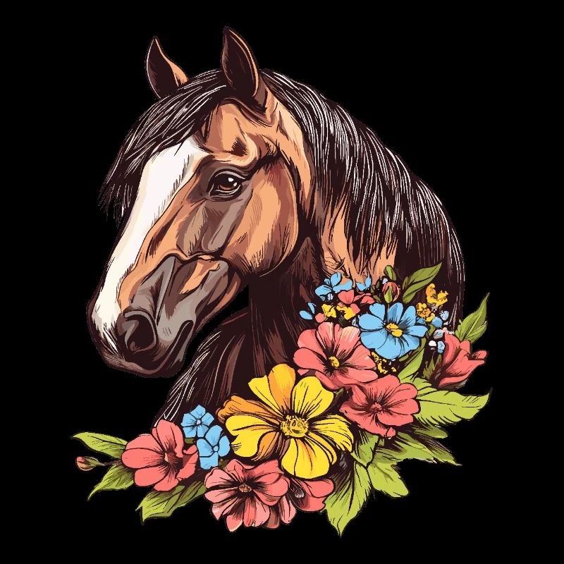 Cheval avec des fleurs