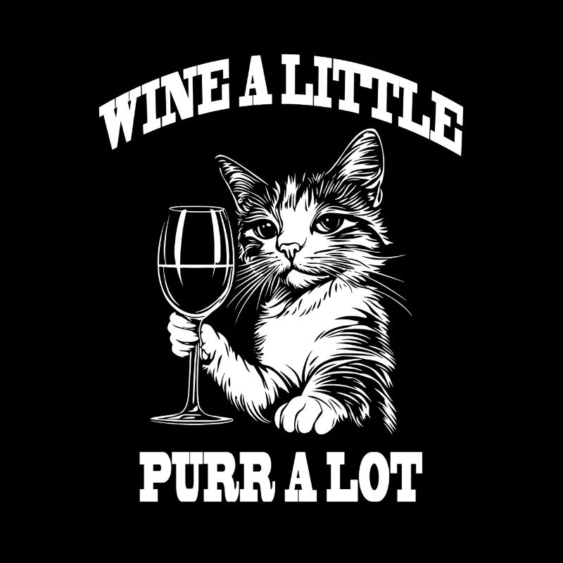 Vin Un Peu Ronronner Beaucoup Drôle Vin Chat
