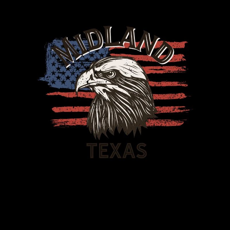 Drapeau des États-Unis Eagle Texas Vintage Midland