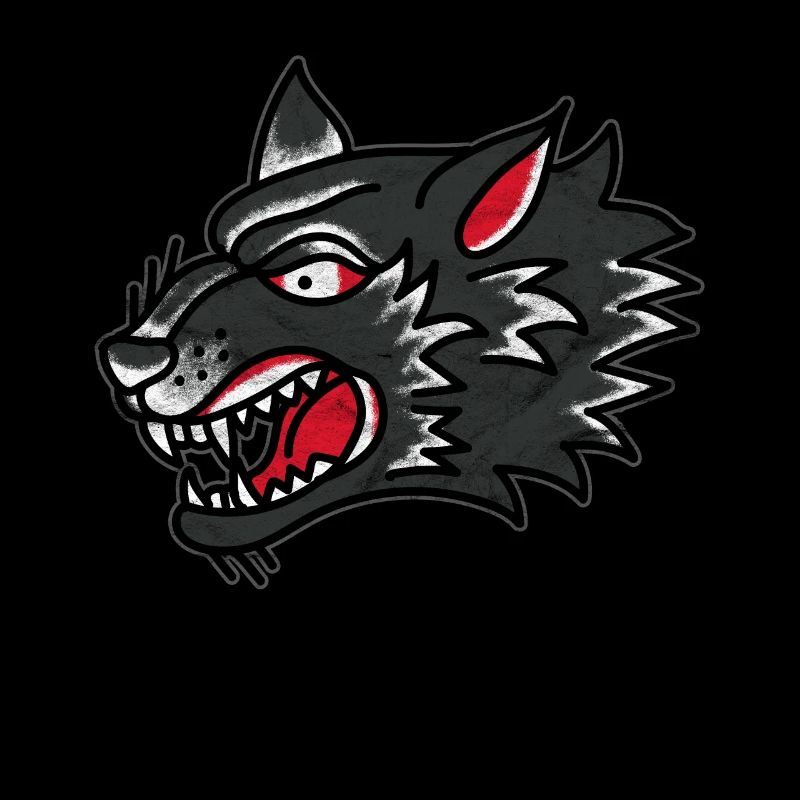 Retro Vintage Wolf Tattoo Geschenk