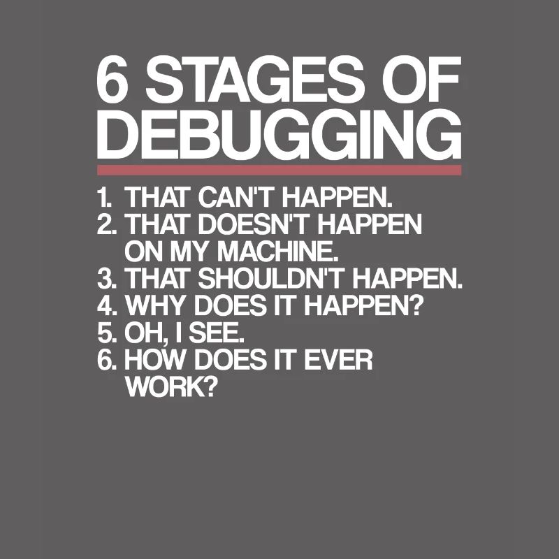 6 Stages of Debugging | Programmierer, Informatik