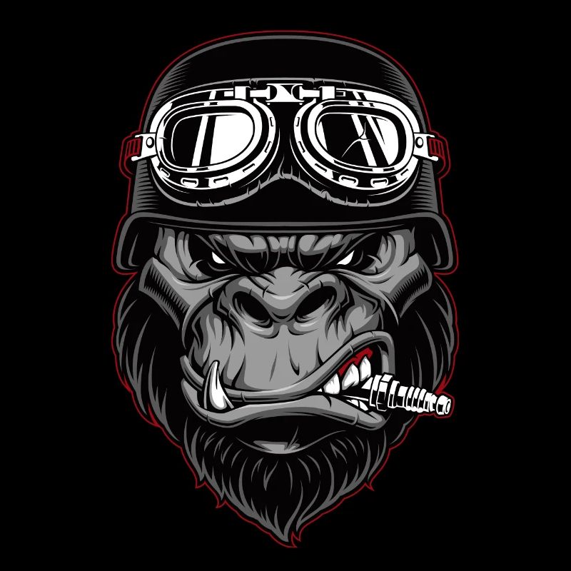 Biker Gorilla Motorrad Silberrücken Affe Geschenk