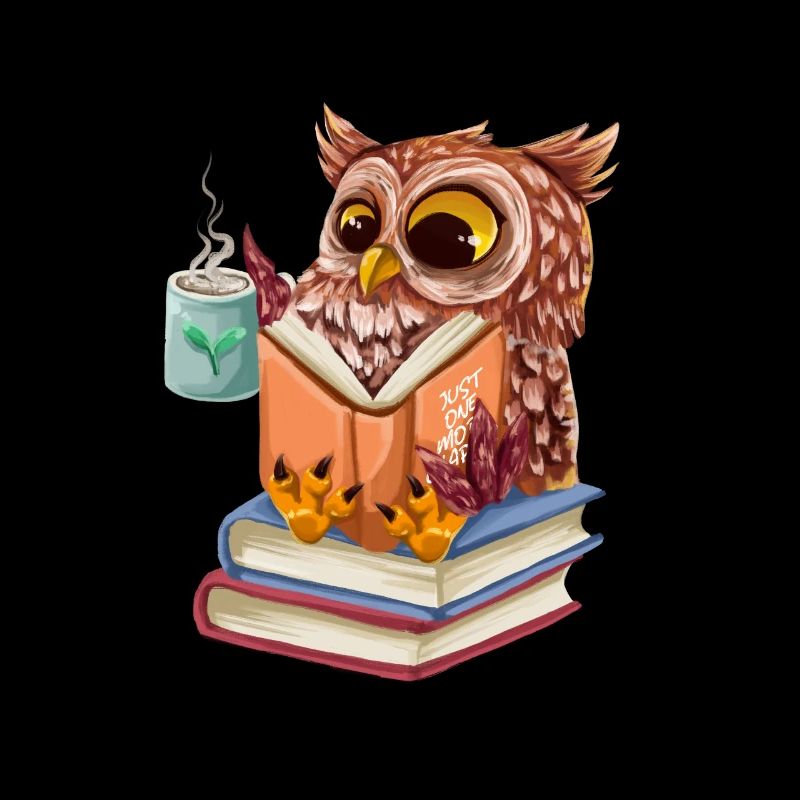 Süße Eule Liest Buch Und Trinkt Tee Leseratte Büch