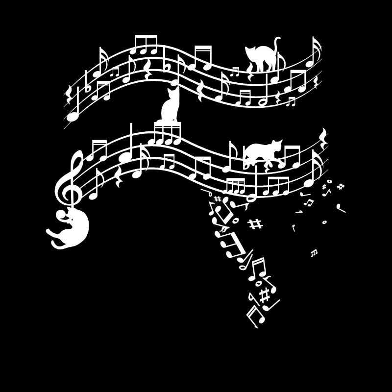 Cute cats kittens musical note clef