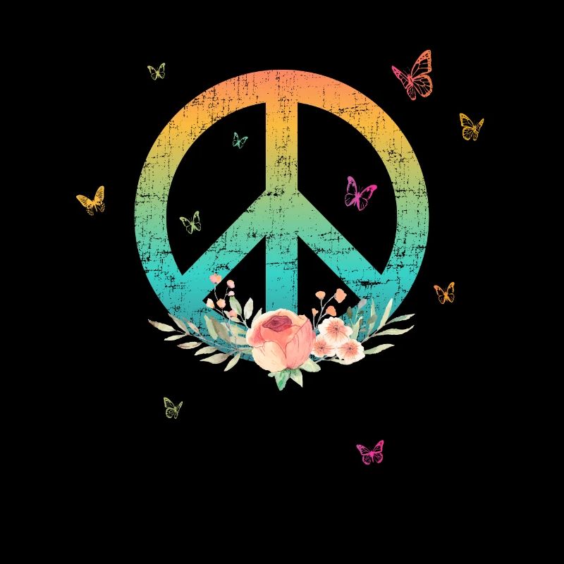 Make Peace not War - Peace Logo with Rose