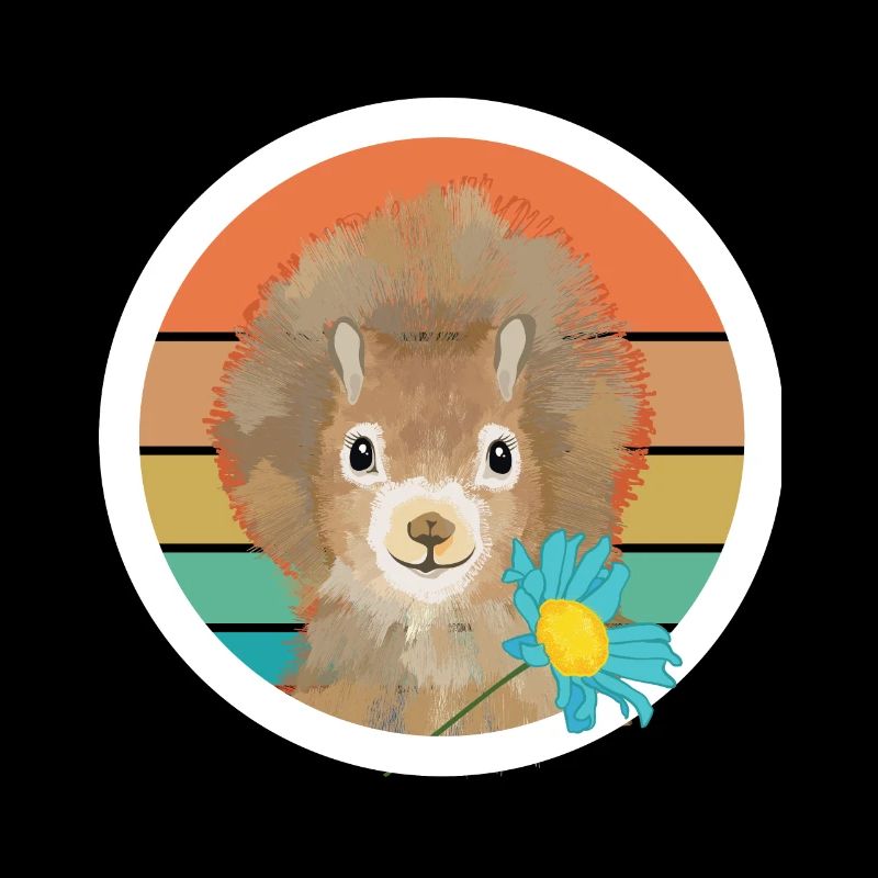 Retro Vintage Squirrel with Flower