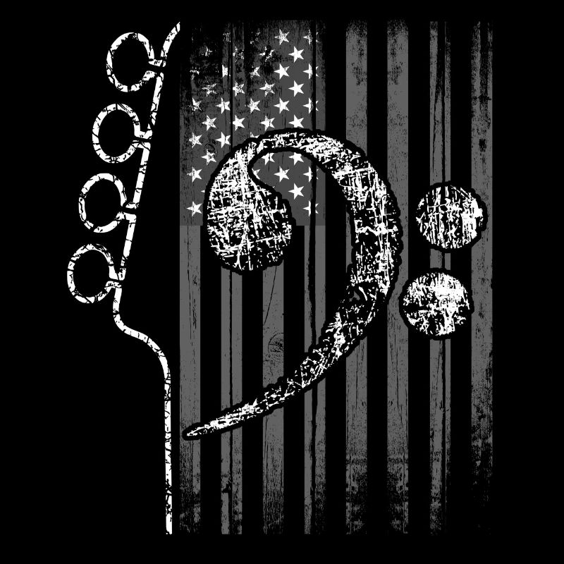 Drapeau américain avec guitare et basse clef
