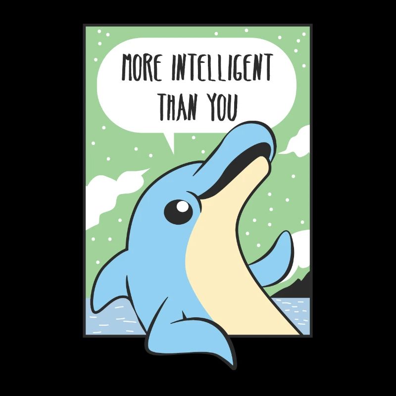 Comic Geschenk Delfin Spruch Intelligenz Party Zoo