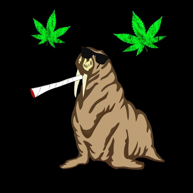 Thug Walross Kiffer Cannabisblatt Joint Geschenke