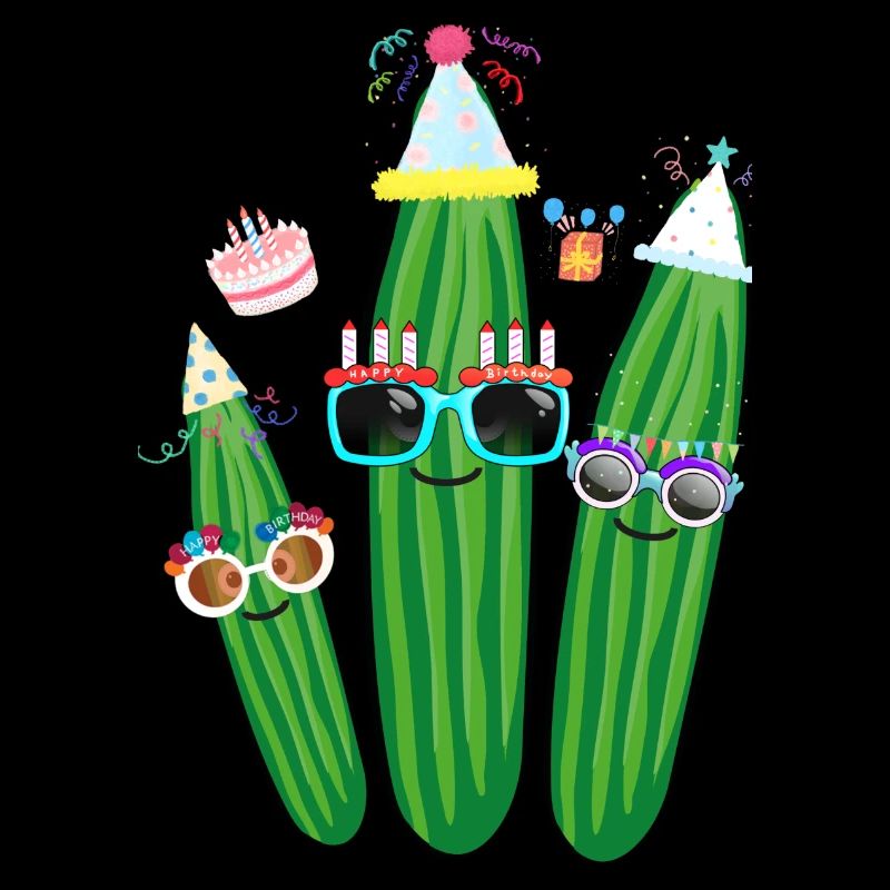 Anniversaire, concombres, concombre, trio, célébration