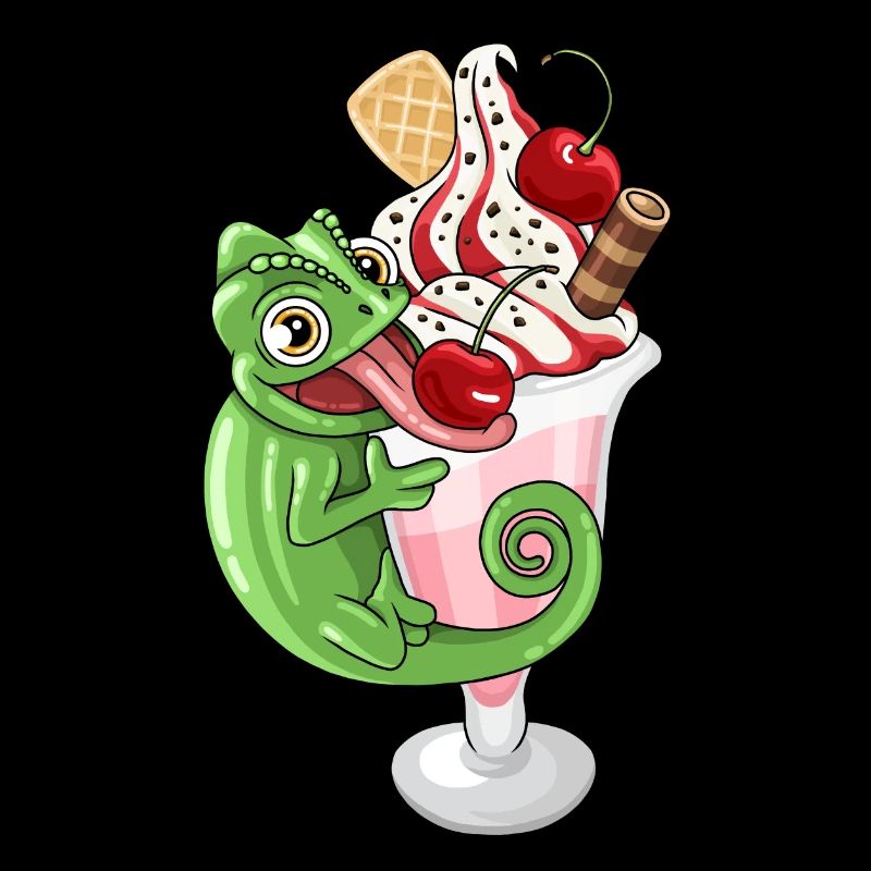 Ice cream cups with chameleon