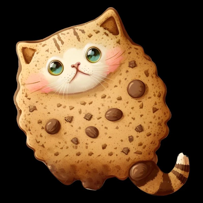 Sweet cookie cat with chocolate chips and nuts