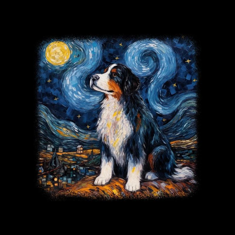 Bernese Mountain Dog Van gogh starry night
