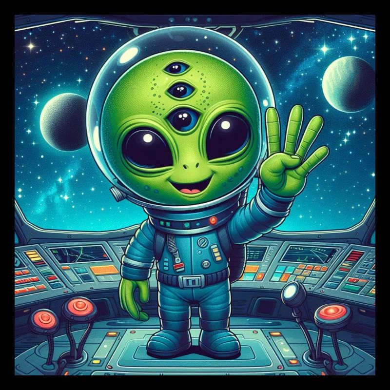 Kinder Alien im Raumschiff