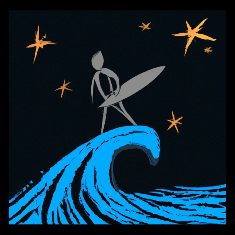 Surfer bei Sternehimmel