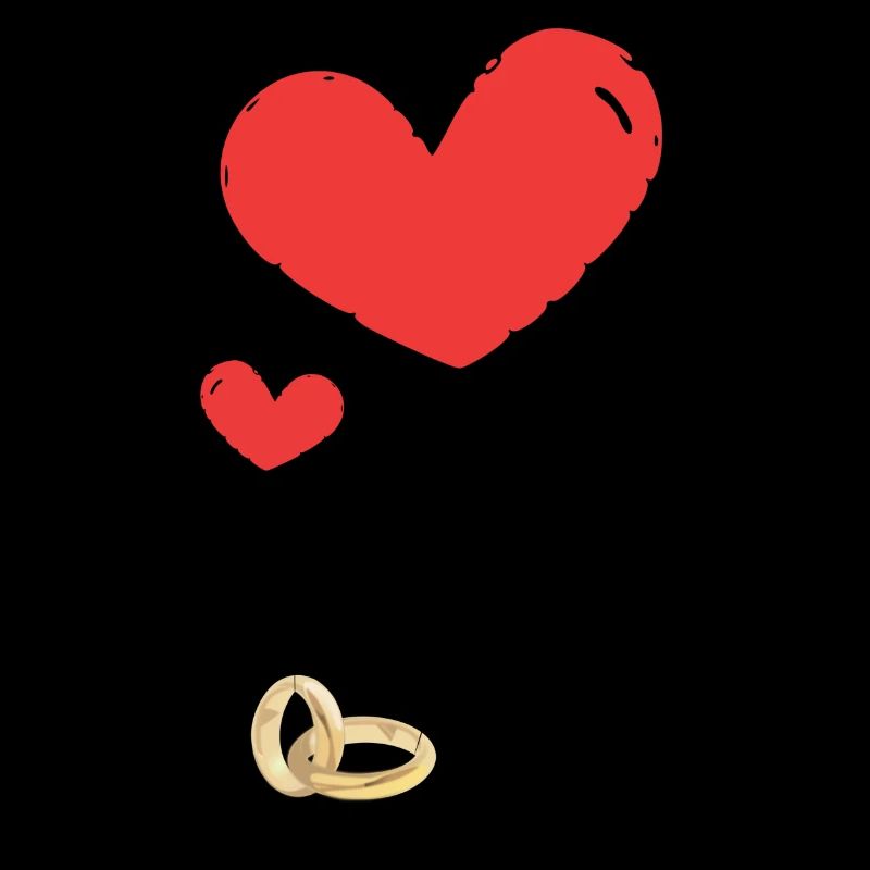 Just married red heart with ring black