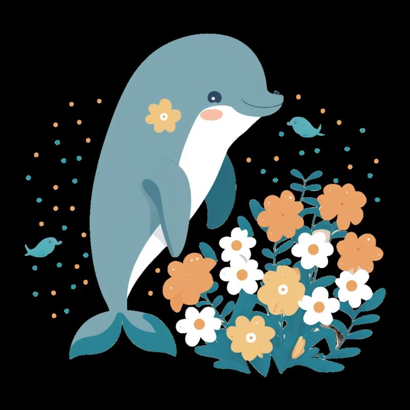 Charmant dauphin dans la mer de fleurs 3