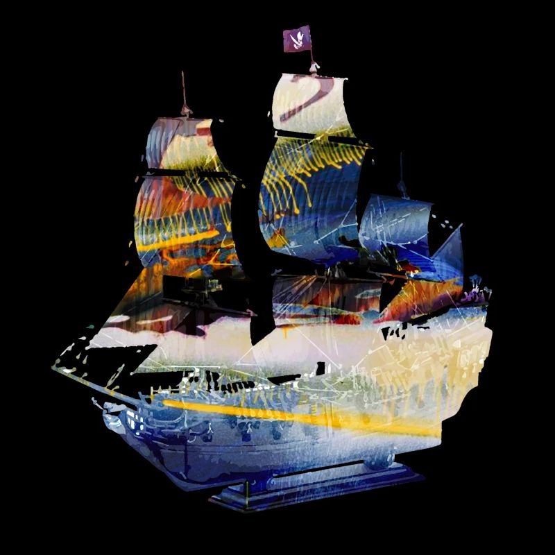 segelschiff,Schiff,Boot,Graffiti, Blau, Malerei