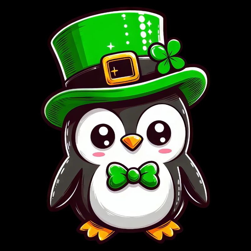 Pingouin de la Saint-Patrick montrant la langue :