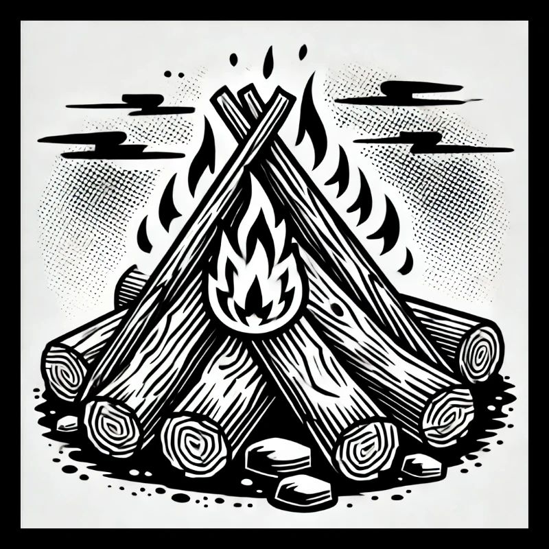 Flame Play in Comic Style: Campfire Art
