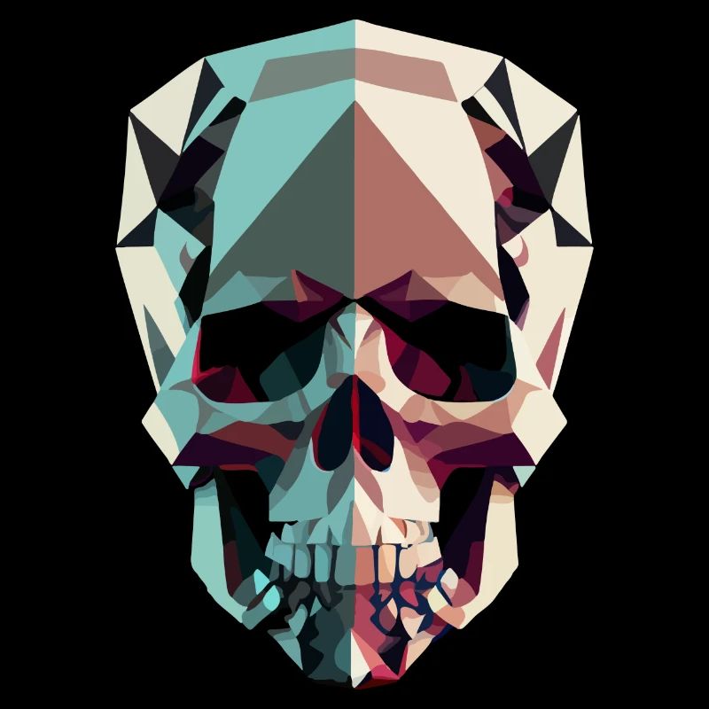low poly art totenkopf