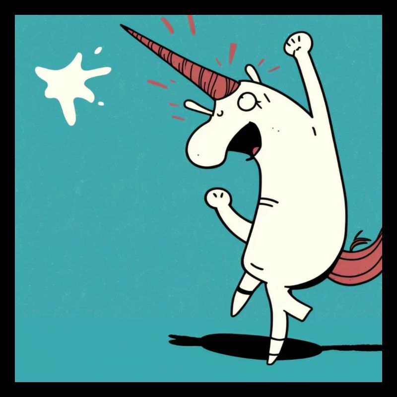 Weißes Einhorn Comic Cartoon! Geschenkidee