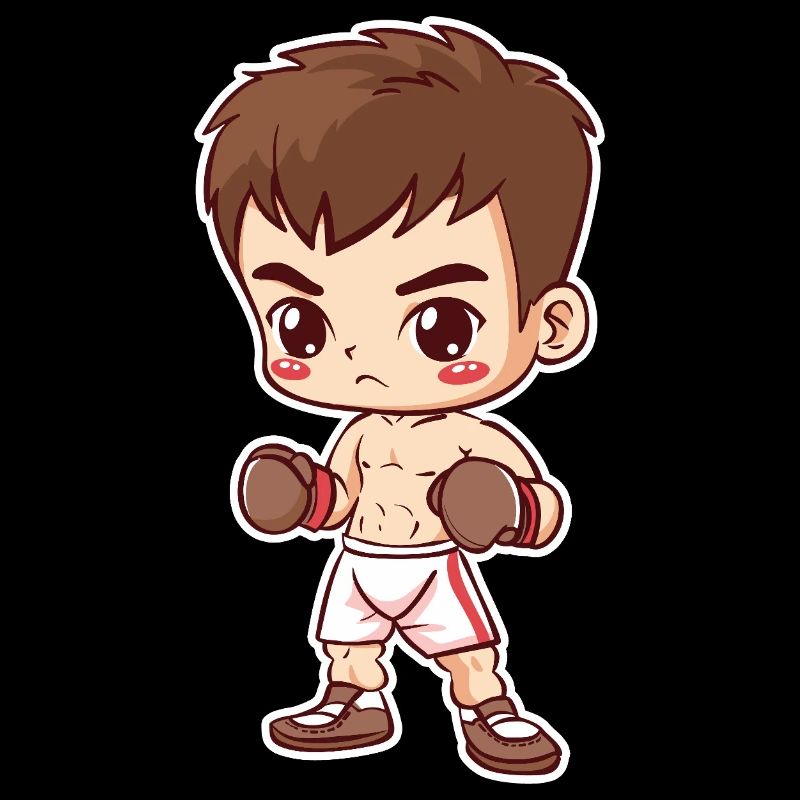 Kickboxer Junge Cartoon Stil
