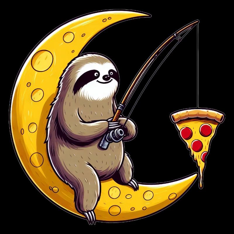 Sloth Angler Moon Pizza Space