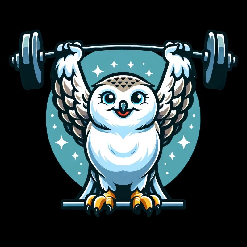 Eule als Gewichtheber: Barbell Workout