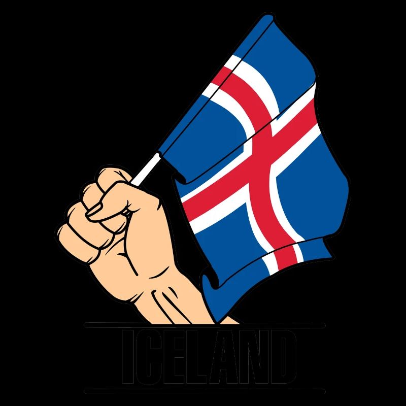 Drapeau islande poing texte ISLANDE