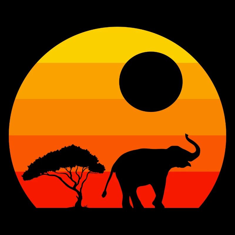 Rétro Sunset Elephant