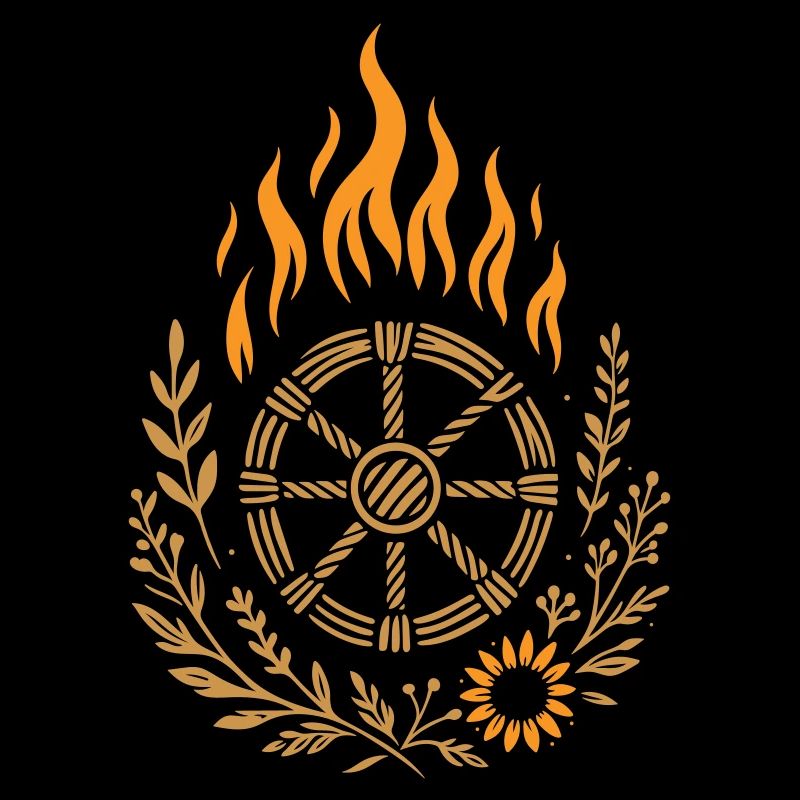 Roue de pompiers sorcière - Soleil d’été et herbes