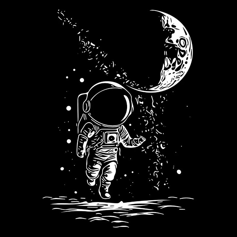 Astronaut in Unendlichkeit mit Mond